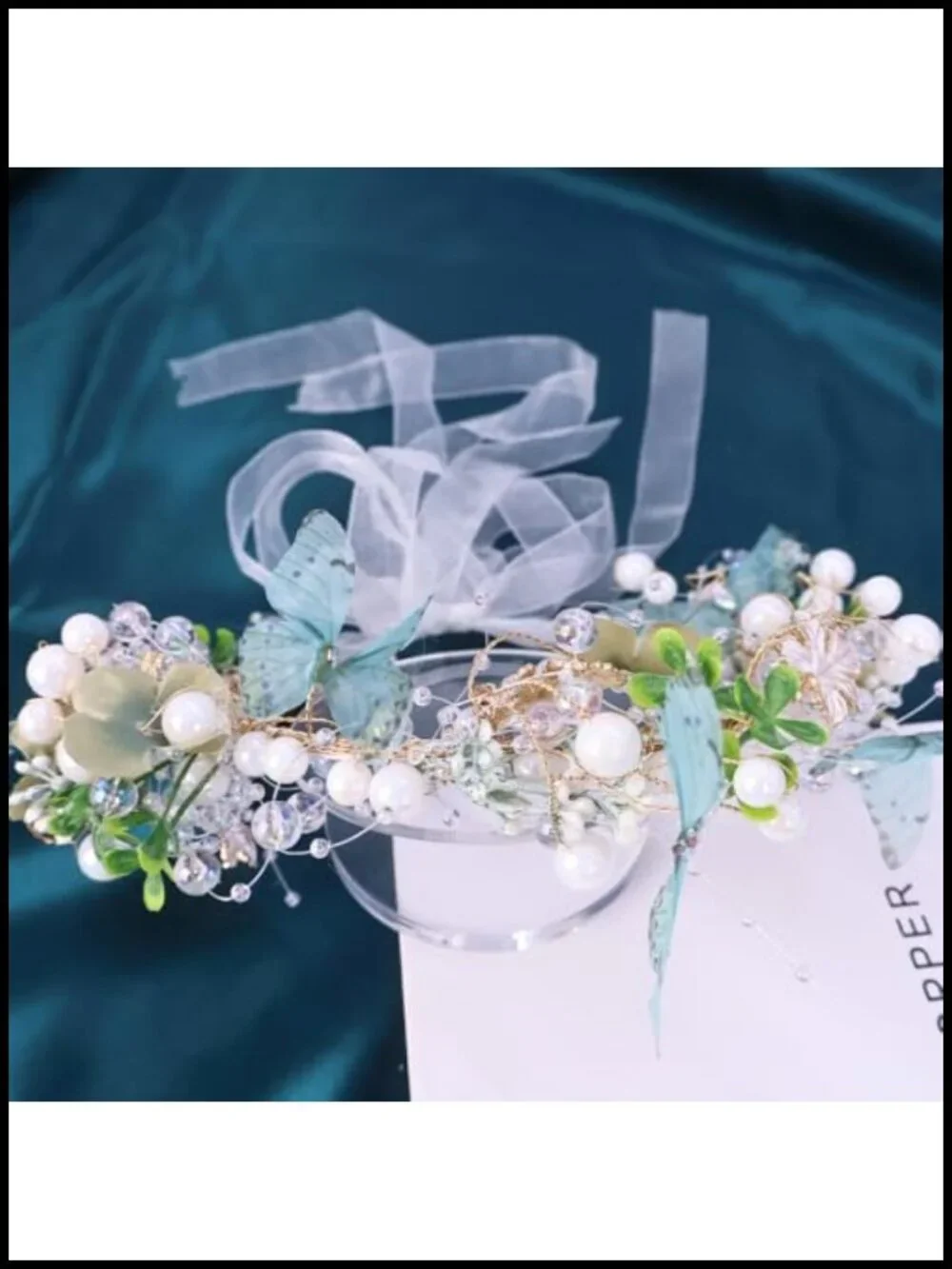 Handmade Faux Silk Flower Crown Headband for Women, Adjustable Boho Wedding